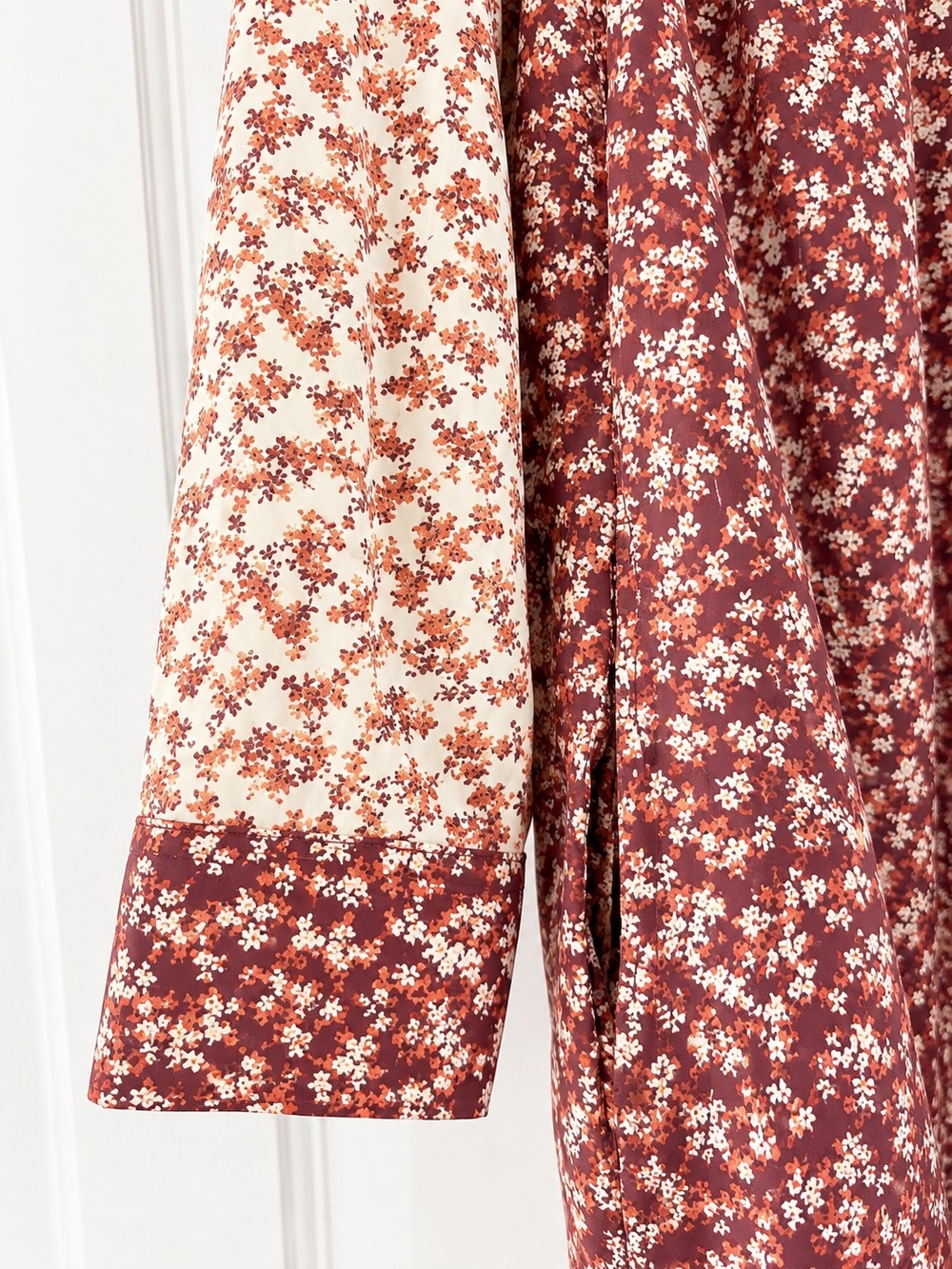 Lands' End Women's Two-Tone Floral Button Down Blouse - Rust/Cream - Picture 5 of 7